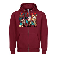 Burgundy i'm just here for the snacks #baseball sister Zipper Hoodie - Zillion Design Studio