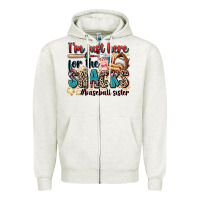 Oatmeal Heather i'm just here for the snacks #baseball sister Zipper Hoodie - Zillion Design Studio