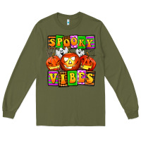 Army Green spooky vibes Long Sleeve Tee - AdoDesignShop
