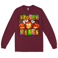Burgundy spooky vibes Long Sleeve Tee - AdoDesignShop