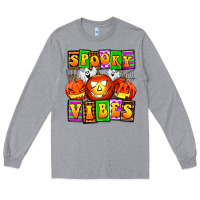 Heather Grey spooky vibes Long Sleeve Tee - AdoDesignShop