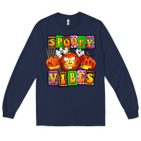 Navy spooky vibes Long Sleeve Tee - AdoDesignShop