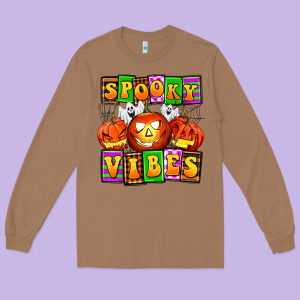 Spooky Vibes Long Sleeve Tee Designed By Adodesignshop