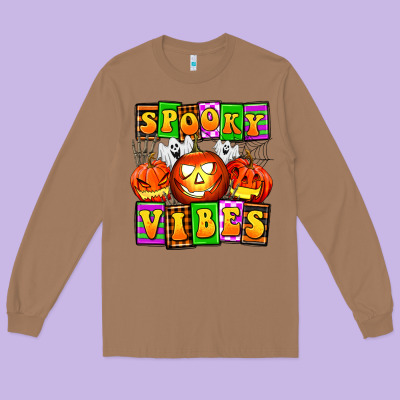 Spooky Vibes Long Sleeve Tee Designed By Adodesignshop