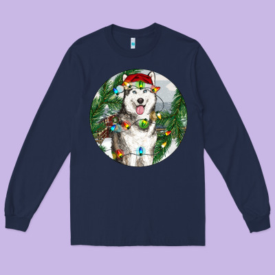 Husky And Farm Ornament Long Sleeve Tee Designed By Ranaportraitstore