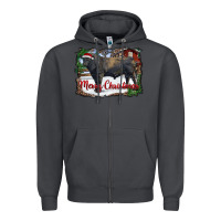 Smoke merry Christmas black angus bull and farm Zipper Hoodie - RanaPortraitStore
