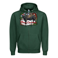 Sports Green merry Christmas black angus bull and farm Zipper Hoodie - RanaPortraitStore