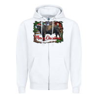 White merry Christmas black angus bull and farm Zipper Hoodie - RanaPortraitStore
