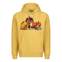 Antique Gold Red Barn Farm Animals Premium Hoodie - Jasminsmagicworld