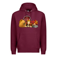 Burgundy Red Barn Farm Animals Premium Hoodie - Jasminsmagicworld