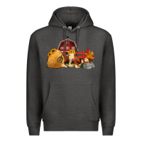 Charcoal Heather Red Barn Farm Animals Premium Hoodie - Jasminsmagicworld
