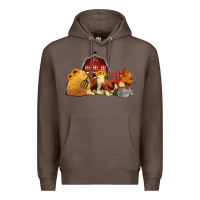 Coffee Red Barn Farm Animals Premium Hoodie - Jasminsmagicworld