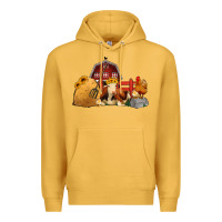 Mustard Red Barn Farm Animals Premium Hoodie - Jasminsmagicworld