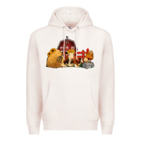 Pale Pink Red Barn Farm Animals Premium Hoodie - Jasminsmagicworld
