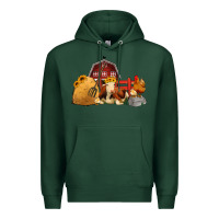 Sports Green Red Barn Farm Animals Premium Hoodie - Jasminsmagicworld