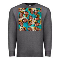 Charcoal Heather football turquoise cowhide sunflower seamless pattern Premium Sweatshirt - JahusDesignShop