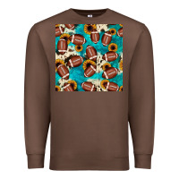 Chestnut football turquoise cowhide sunflower seamless pattern Premium Sweatshirt - JahusDesignShop