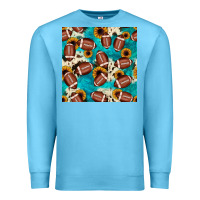 Ocean Blue football turquoise cowhide sunflower seamless pattern Premium Sweatshirt - JahusDesignShop