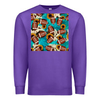 Purple football turquoise cowhide sunflower seamless pattern Premium Sweatshirt - JahusDesignShop