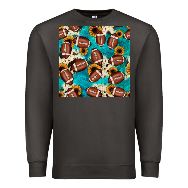 Football Turquoise Cowhide Sunflower Seamless Pattern Premium Sweatshirt by JahusDesignShop | Teevron