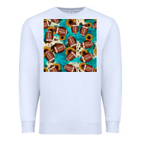 White football turquoise cowhide sunflower seamless pattern Premium Sweatshirt - JahusDesignShop