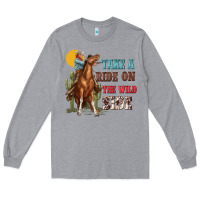 Heather Grey take a ride on the wild side with rodeo Long Sleeve Tee - texasbilliewilder