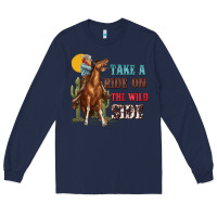 Navy take a ride on the wild side with rodeo Long Sleeve Tee - texasbilliewilder