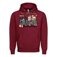 Burgundy i'm just here for the snacks #baseball brother Zipper Hoodie - Zillion Design Studio