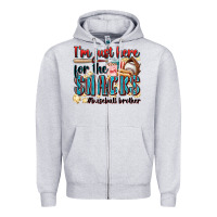 Heather Grey i'm just here for the snacks #baseball brother Zipper Hoodie - Zillion Design Studio