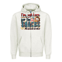 Oatmeal Heather i'm just here for the snacks #baseball brother Zipper Hoodie - Zillion Design Studio