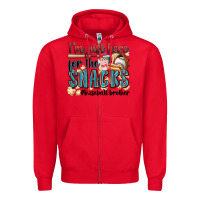 Red i'm just here for the snacks #baseball brother Zipper Hoodie - Zillion Design Studio