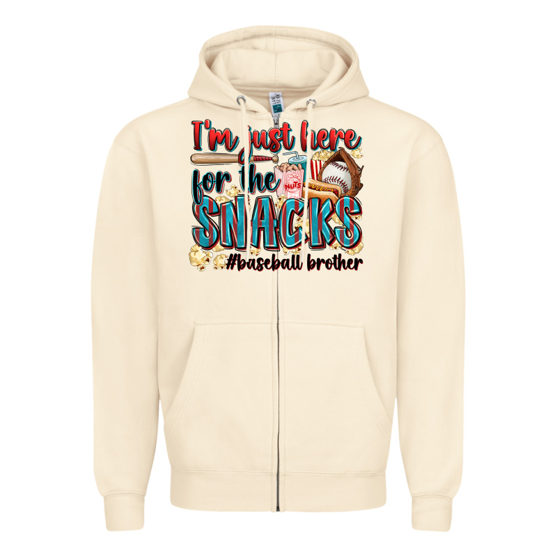 I'm Just Here For The Snacks #baseball Brother Zipper Hoodie by Zillion Design Studio | Teevron