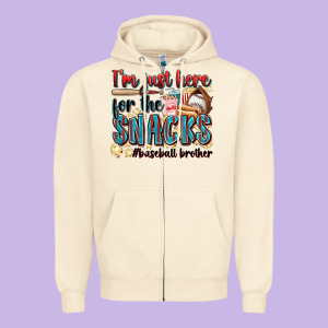 I'm Just Here For The Snacks #baseball Brother Zipper Hoodie Designed By Zillion Design Studio