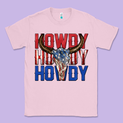 Classic Tee howdy howdy howdy 4th of july bull skull billie wi