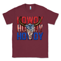 Burgundy howdy howdy howdy 4th of july bull skull billie wi Classic Tee - texasbilliewilder