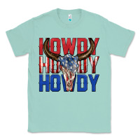 Seafoam howdy howdy howdy 4th of july bull skull billie wi Classic Tee - texasbilliewilder