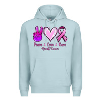 Blue Mist Peace Love Cure Breast Cancer Premium Hoodie - Jasminsmagicworld