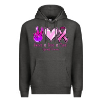 Charcoal Heather Peace Love Cure Breast Cancer Premium Hoodie - Jasminsmagicworld