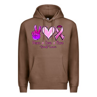Chestnut Peace Love Cure Breast Cancer Premium Hoodie - Jasminsmagicworld