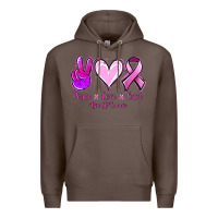 Coffee Peace Love Cure Breast Cancer Premium Hoodie - Jasminsmagicworld