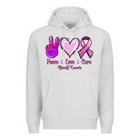 Dove Grey Peace Love Cure Breast Cancer Premium Hoodie - Jasminsmagicworld