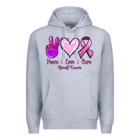 Heather Grey Peace Love Cure Breast Cancer Premium Hoodie - Jasminsmagicworld