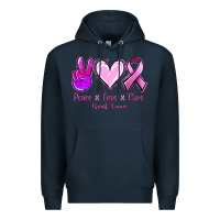Navy Peace Love Cure Breast Cancer Premium Hoodie - Jasminsmagicworld