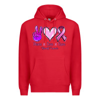 Red Peace Love Cure Breast Cancer Premium Hoodie - Jasminsmagicworld