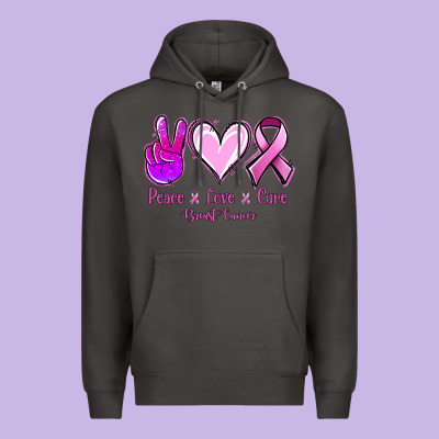 Peace Love Cure Breast Cancer Premium Hoodie Designed By Jasminsmagicworld