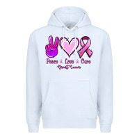 White Peace Love Cure Breast Cancer Premium Hoodie - Jasminsmagicworld