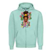 Seafoam july girl afro woman summer Zipper Hoodie - texasbilliewilder