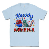 Dusty Blue howdy america western Classic Tee - texasbilliewilder