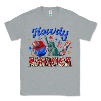 Heather Grey howdy america western Classic Tee - texasbilliewilder