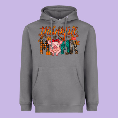 Thankful Mama Pig Heavyweight Hoodie Designed By Racoondesign